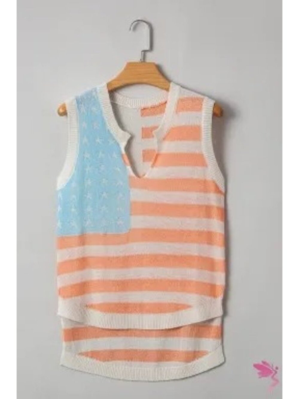 Boutique Pastel American Flag Sweater Tank Top Medium 4th of July Vest